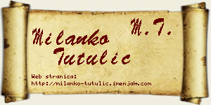 Milanko Tutulić vizit kartica